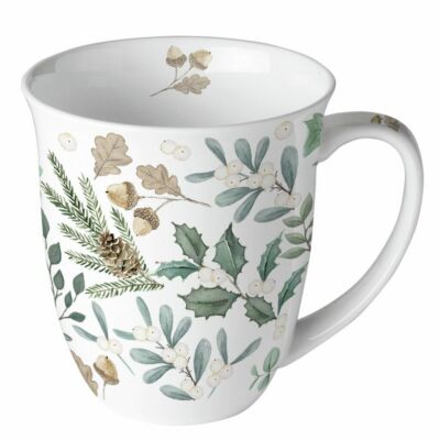 Karácsonyi porcelán bögre 400ml Collection of leaves