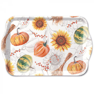 Pumpkins &amp; Sunflowers műanyag kis méretű tálca 13x21cm