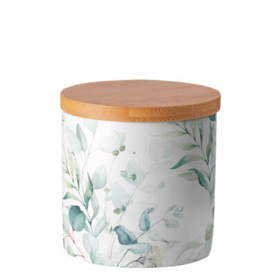 Porcelán konyhai tároló - 10x10cm - Eucalyptus all ove