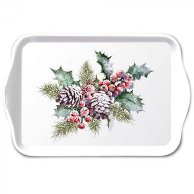 Karácsonyi Műanyag Kistálca Holly And Berries 13x21 cm
