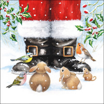 Karácsonyi papírszalvéta 33x33cm, 20db-os - Looking up to santa