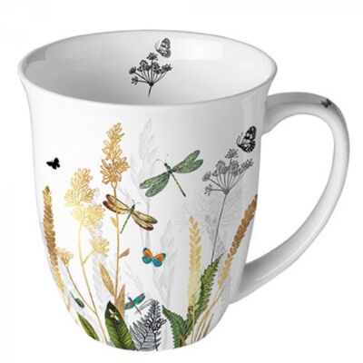Porcelán bögre - 400ml - Ornamental Flowers White