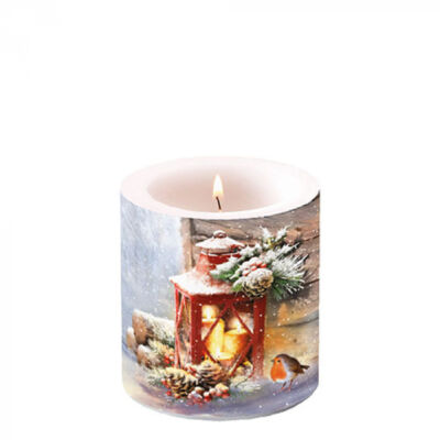 Karácsonyi Átvilágítós Gyertya - Robin By Lantern - 8x7,5cm