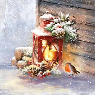 Karácsonyi szalvéta 33x33cm,  20 db-os - Robin By Lantern
