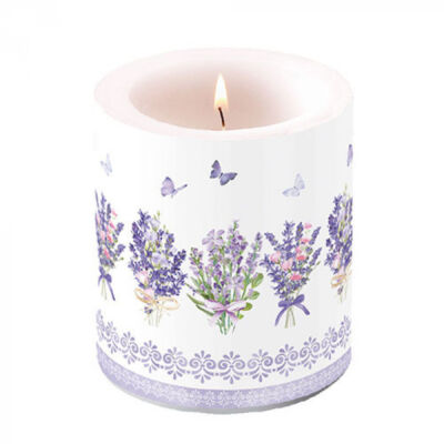 Levendula virágos átvilágítós gyertya 10x10cm Lovely lavender