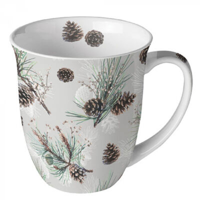 Karácsonyi porcelán bögre - 400ml - Pine Cone All Over