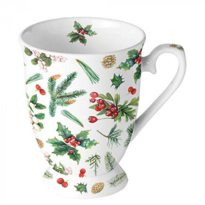 Porcelán bögre - 250ml - Winter greenery