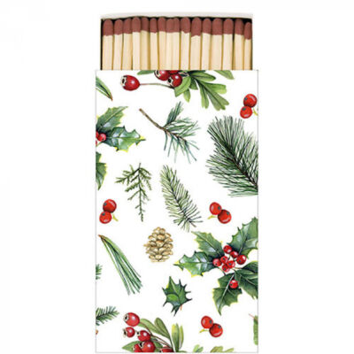 Karácsonyi mintás gyufa - 6,5x11cm - Winter greenery