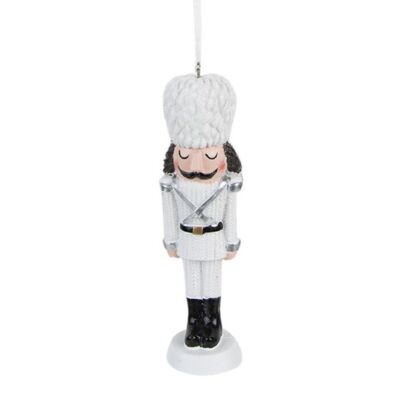 Karácsonyi fehér diótörő dekorációs figura - 13cm