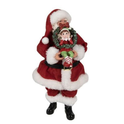 Mikulás manó figurával - Karácsonyi dekoráció - 28cm