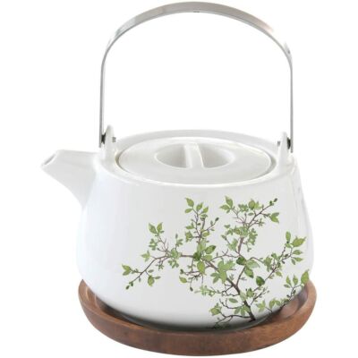 Porcelán teáskanna akácfa tálcán - 750ml