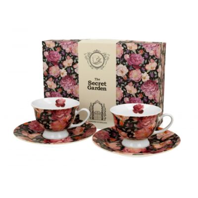 Porcelán kávés csésze szett - 100ml - Spring Roses Black