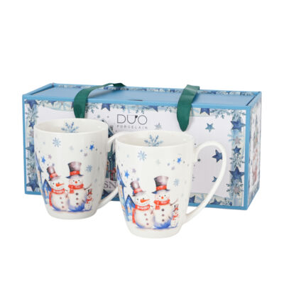 Porcelán bögre 2 db-os szett 360ml - Snowman