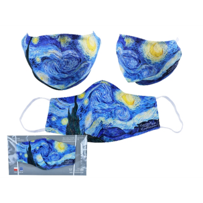 Textilmaszk 18,5x13,5cm, polyester, Van Gogh: Csillagos éj
