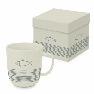 Porcelán bögre - 400ml - Pure Fish off white
