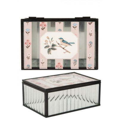 Üvegdoboz virágos-madaras tetővel