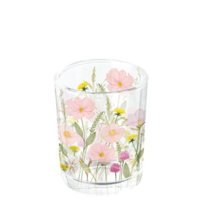Pastel flowers pink üveg mécsestartó