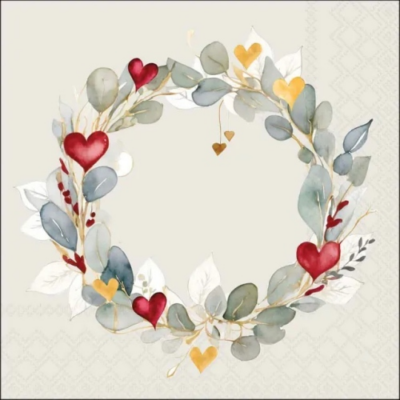 Eucalyptus wreath green papírszalvéta 33x33cm, 20db-os