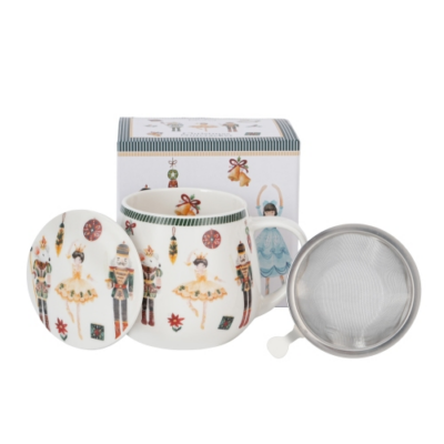 Karácsonyi Diótörő porcelán bögre tetővel 430ml - Nutcracker
