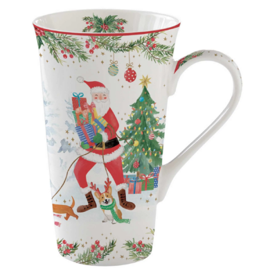 Karácsonyi porcelán bögre - 600ml - Joyful Santa