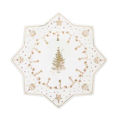 Karácsonyi porcelán tortatál - 32cm - Christmas Lights