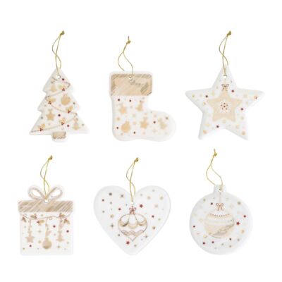 Karácsonyi porcelán díszek - 6db-os szett - Christmas Lights