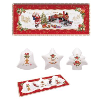 Porcelán tálcán 3 karácsonyi porcelán tálka - Christmas Memories
