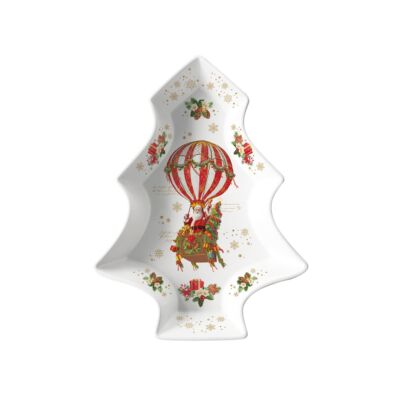 Porcelán fenyő alakú tál - 21,5x28,5cm - Christmas Memories