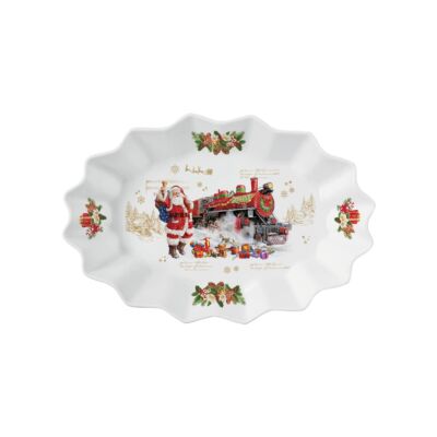 Porcelán ovális tálca - 30x20,5x5cm - Christmas Memories