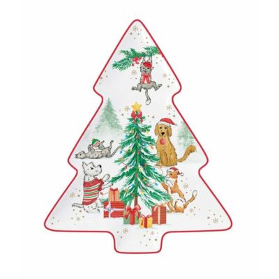 Porcelán fenyő forma tálca - 20,5x25,5cm - Christmas Gang
