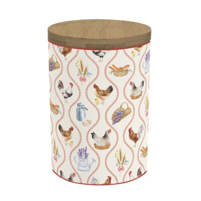 Porcelán konyhai tároló bambusz fedéllel - Country Life
