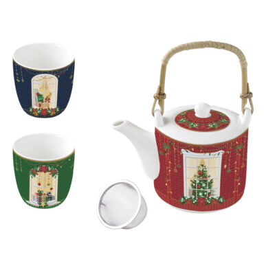 Porcelán teáskanna 600ml 2 porcelán pohárral 160ml Festive Avenue, Atmosphere