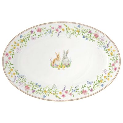 Húsvéti porcelán ovális tálca - Happy Easter