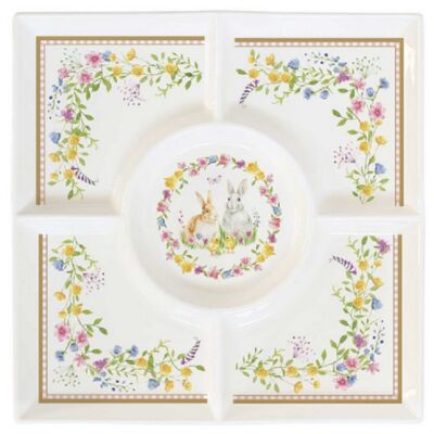 Húsvéti porcelán kínáló tálca 25x25cm - Happy Easter