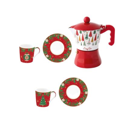 Karácsonyi porcelán kávéscsésze szett kávéfőzővel Jingle Bells, Coffee Mania