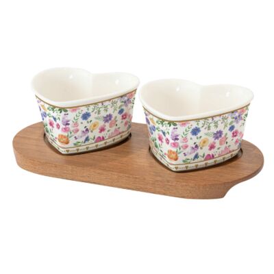 Porcelán szív alakú tálka szett - Mon Amour