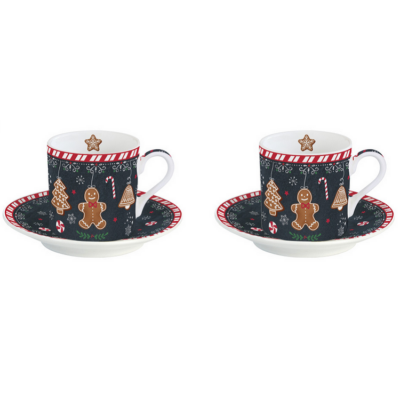 Karácsonyi porcelán kávés csésze szett - 75ml - Gingerbread