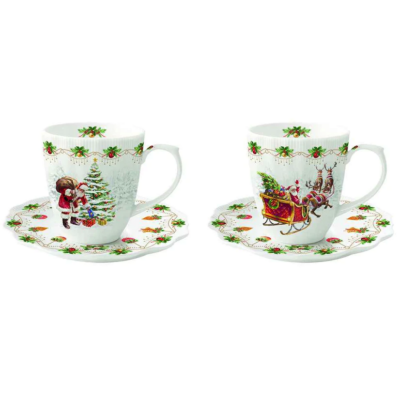 Karácsonyi porcelán kávés csésze szett - 110ml - Nostalgic Christmas
