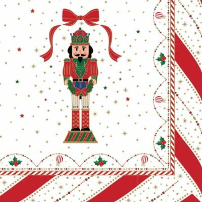 Karácsonyi Diótörő szalvéta 33x33cm, 20db-os, Nutcracker Twist