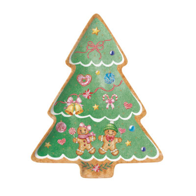 Porcelán tálca Karácsonyfa forma - Sweet Christmas
