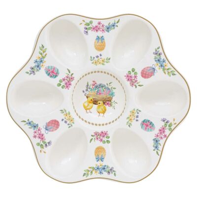 Húsvéti porcelán tojáskínáló tálca 21cm Spring Bloom