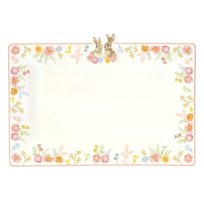 Húsvéti nyuszis porcelán kínáló tálca 36x24cm Trés Jolie