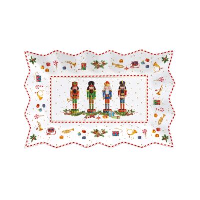 Karácsonyi mintás Porcelán tálca - Vintage Nutcracker