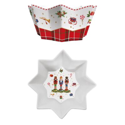 Karácsonyi mintás Porcelán tál - Vintage Nutcracker