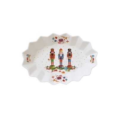 Karácsonyi mintás Porcelán ovális tálca - Vintage Nutcracker