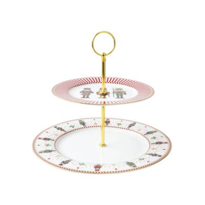 Diótörő Karácsonyi porcelán süteményes állvány - Nutcracker