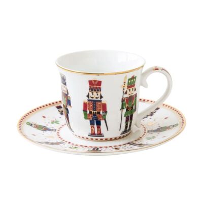 Diótörő Karácsonyi Porcelán Teáscsésze+Alj Szett Díszdobozban, 200 Ml - Nutcrackers