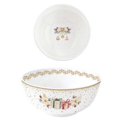 Karácsonyi porcelán tál 15cm White Elegance