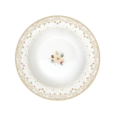 Karácsonyi porcelán mélytányér 21,5cm, White Elegance