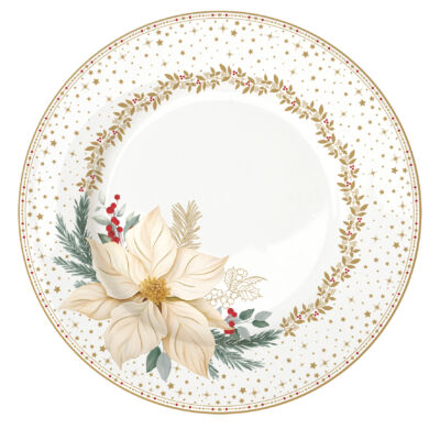 Karácsonyi porcelán desszertes tányér 19cm, White Elegance